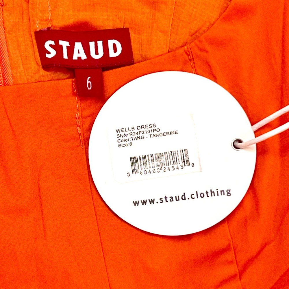 🌺🎉HP🎉🌺 NWT Staud Wells Midi Dress Tangerine - Picture 14 of 14